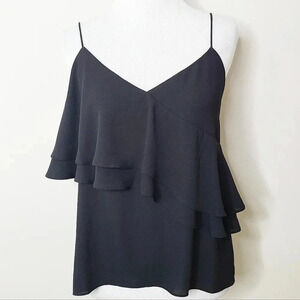 NWT J. Crew Black Drapey Ruffle Cami Tank Top 0